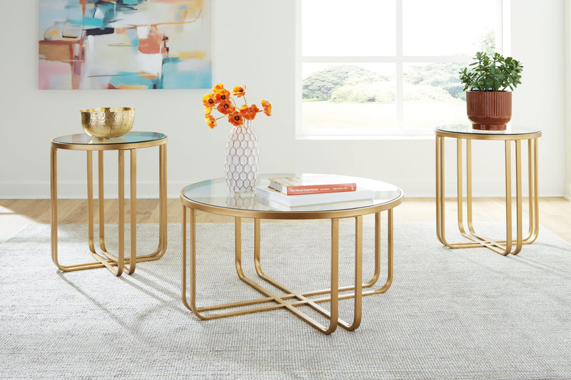 Milloton - Gold - Occasional Table Set (Set of 3) - JaxCo Furniture