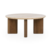 Idella - Travertine Round Table - JaxCo Furniture
