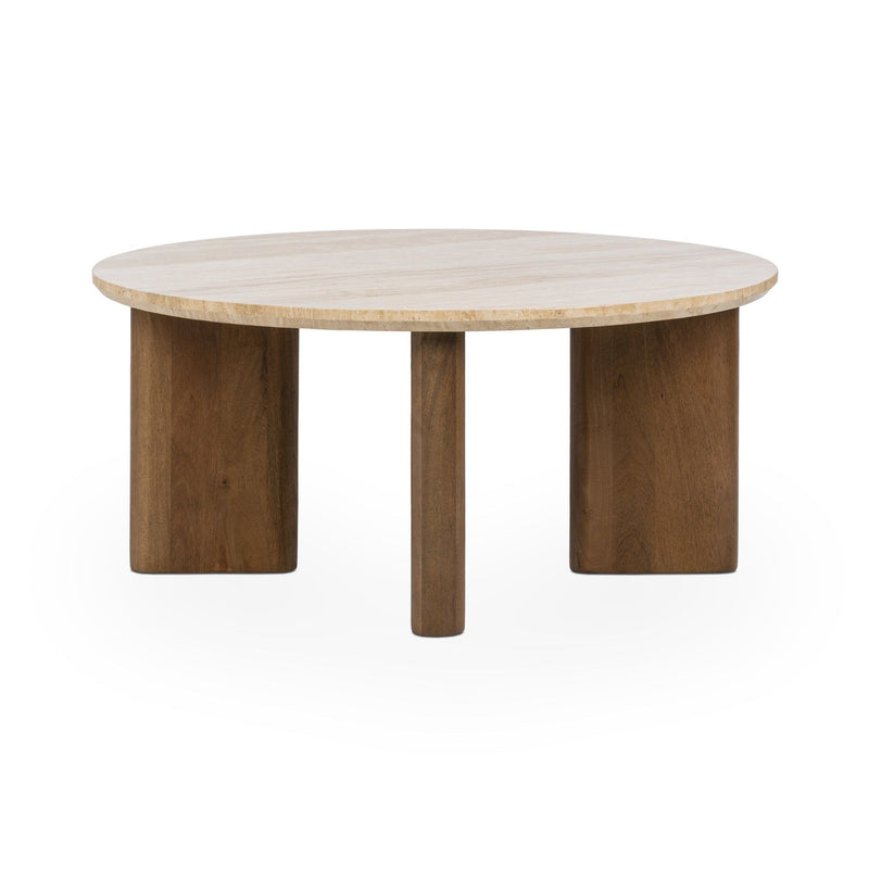 Idella - Travertine Round Table - JaxCo Furniture