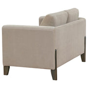 Islington - Fabric Upholstered Panel Arm Loveseat - Taupe - JaxCo Furniture