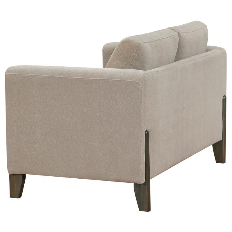 Islington - Fabric Upholstered Panel Arm Loveseat - Taupe - JaxCo Furniture