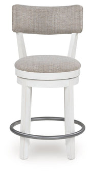 Robbinsdale - Antique White - Upholstered Swivel Barstool (Set of 2) - JaxCo Furniture