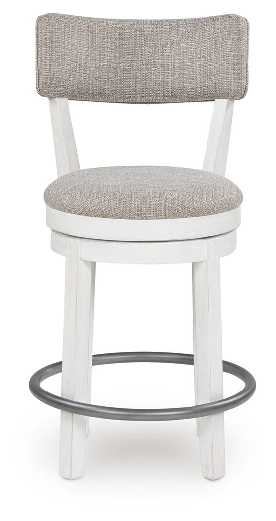 Robbinsdale - Antique White - Upholstered Swivel Barstool (Set of 2) - JaxCo Furniture