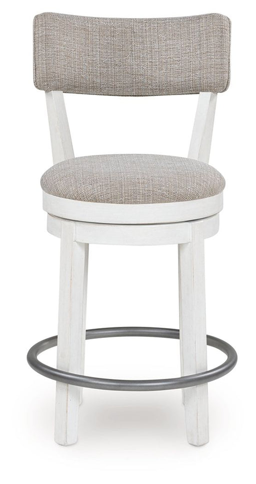 Robbinsdale - Antique White - Upholstered Swivel Barstool (Set of 2) - JaxCo Furniture