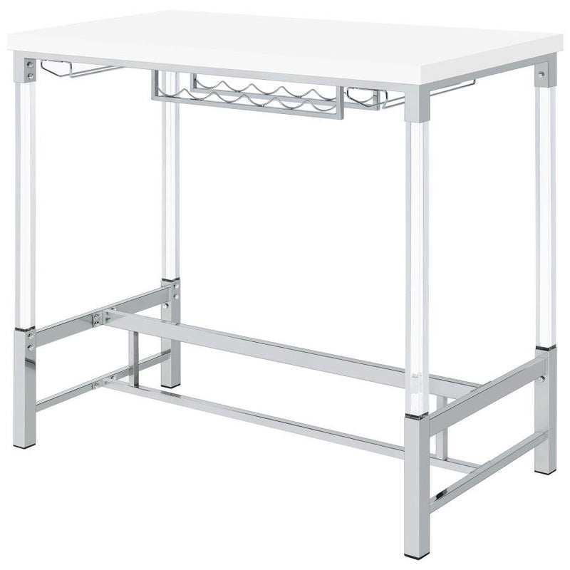 Norcrest - Acrylic Leg Bar Table - White High Gloss - JaxCo Furniture
