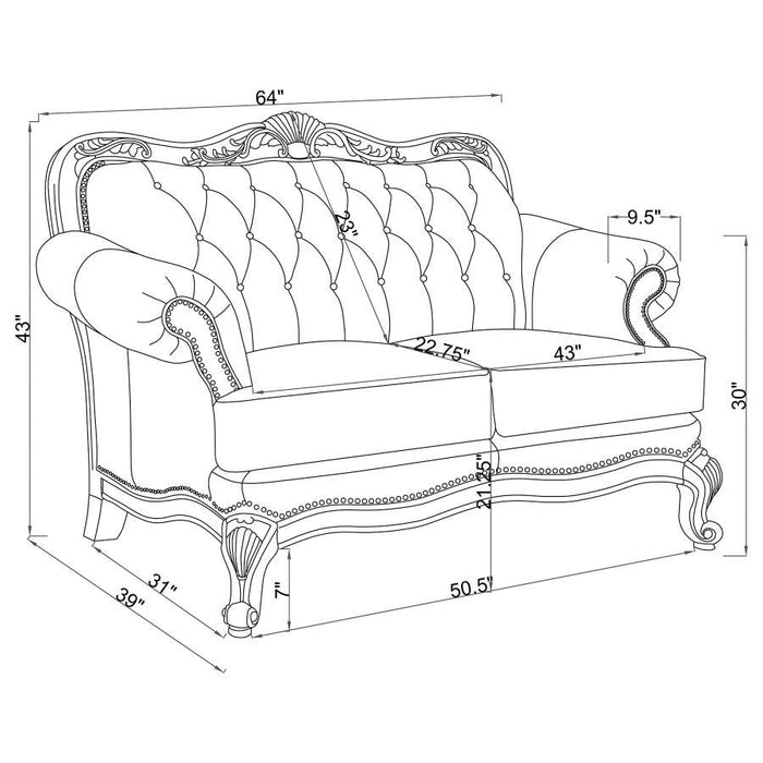 Victoria - Full Leather Upholstered Rolled Arm Loveseat - Brown - JaxCo Furniture