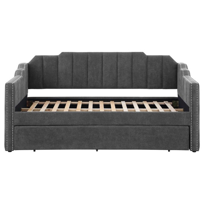 Kingston - Upholstered Twin Daybed With Trundle - Charcoal - JaxCo Furniture