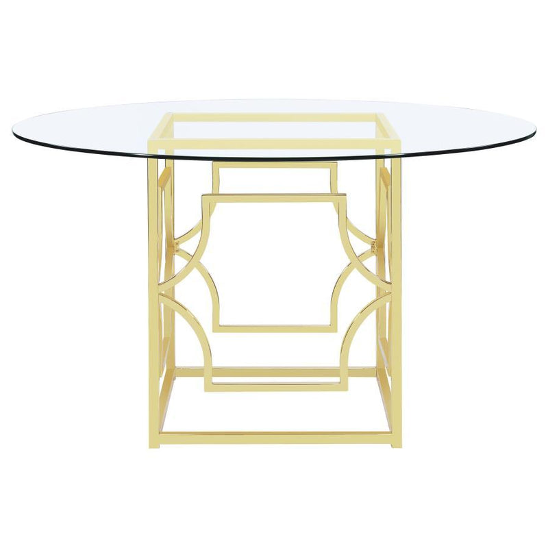 Starlight - Round Glass Top Metal Dining Table - JaxCo Furniture