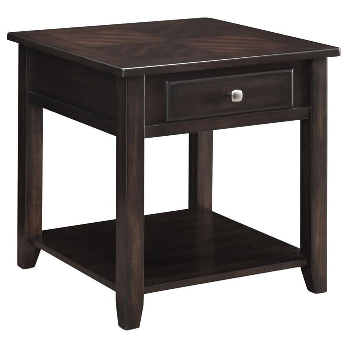 Bradford - 1-Drawer Square Wood End Table - Walnut - JaxCo Furniture