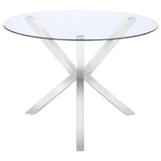 Vance - Round Glass Top Asterisk Dining Table - Chrome - JaxCo Furniture