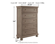 Lettner - Light Gray - Five Drawer Chest - 2-handles - JaxCo Furniture