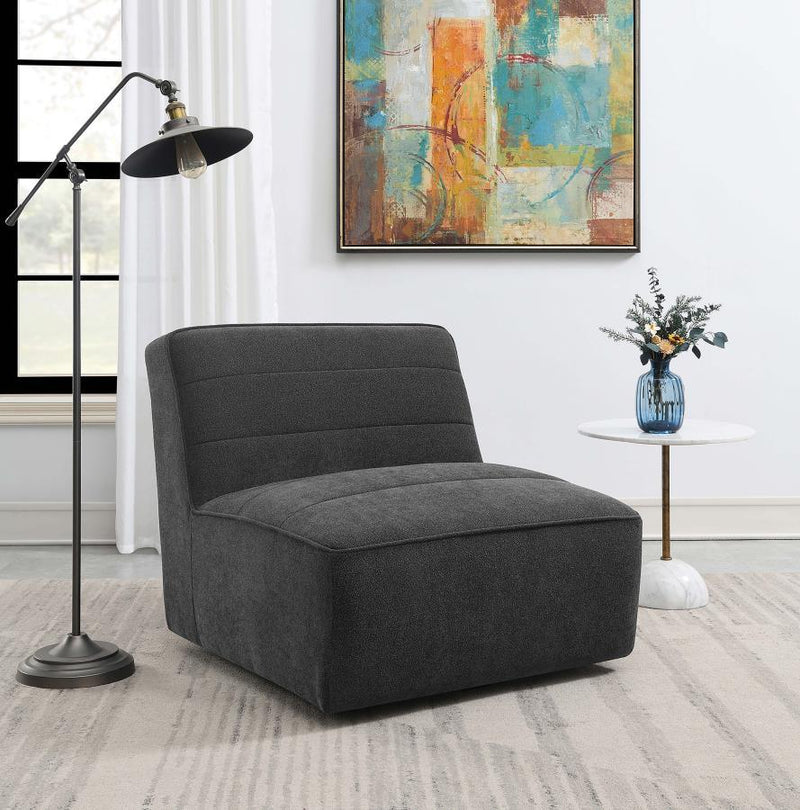 Cobie - Upholstered Armless Swivel Chair - Dark Charcoal - JaxCo Furniture