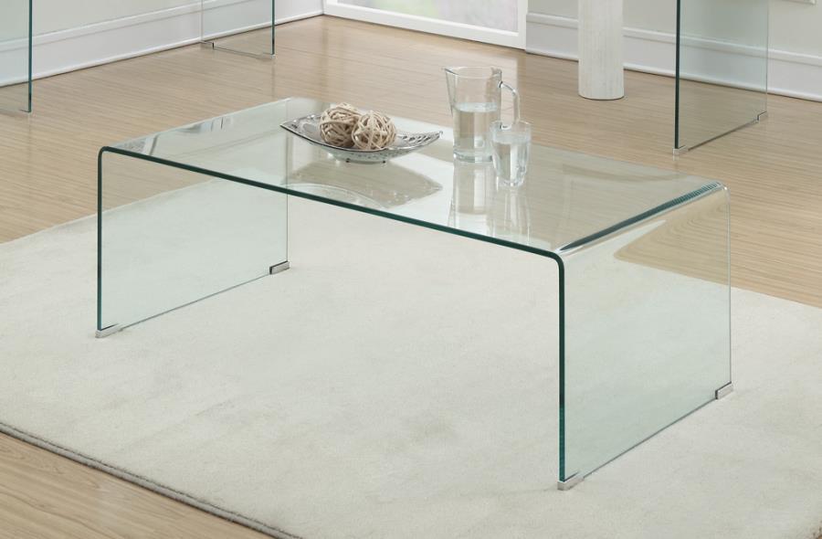 Ripley - Rectangular Tempered Bent Glass Coffee Table - Clear - JaxCo Furniture