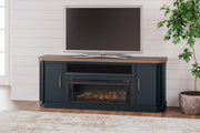 Landocken - Two-tone - 83" TV Stand With Electric Fireplace - JaxCo Furniture