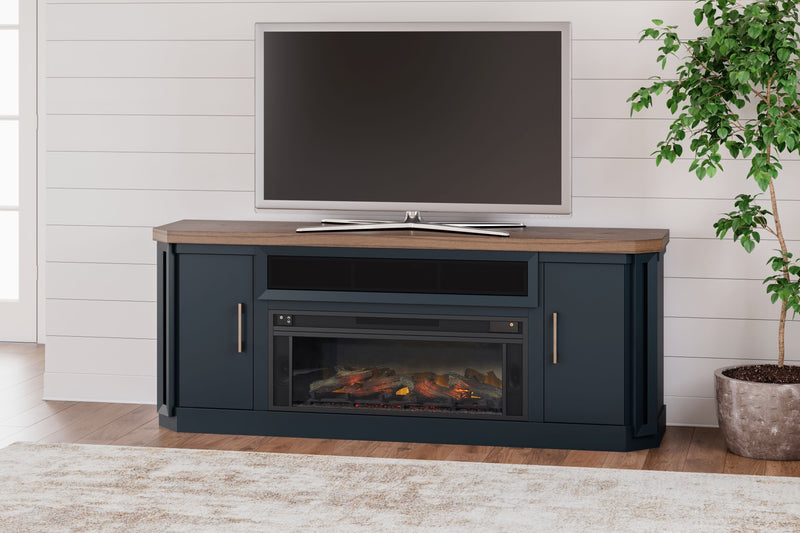 Landocken - Two-tone - 83" TV Stand With Electric Fireplace - JaxCo Furniture