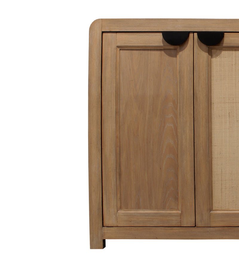 Escape - Console With Reversible Panel Doors - Glazed Natural Oak / Natural Cane - JaxCo Furniture