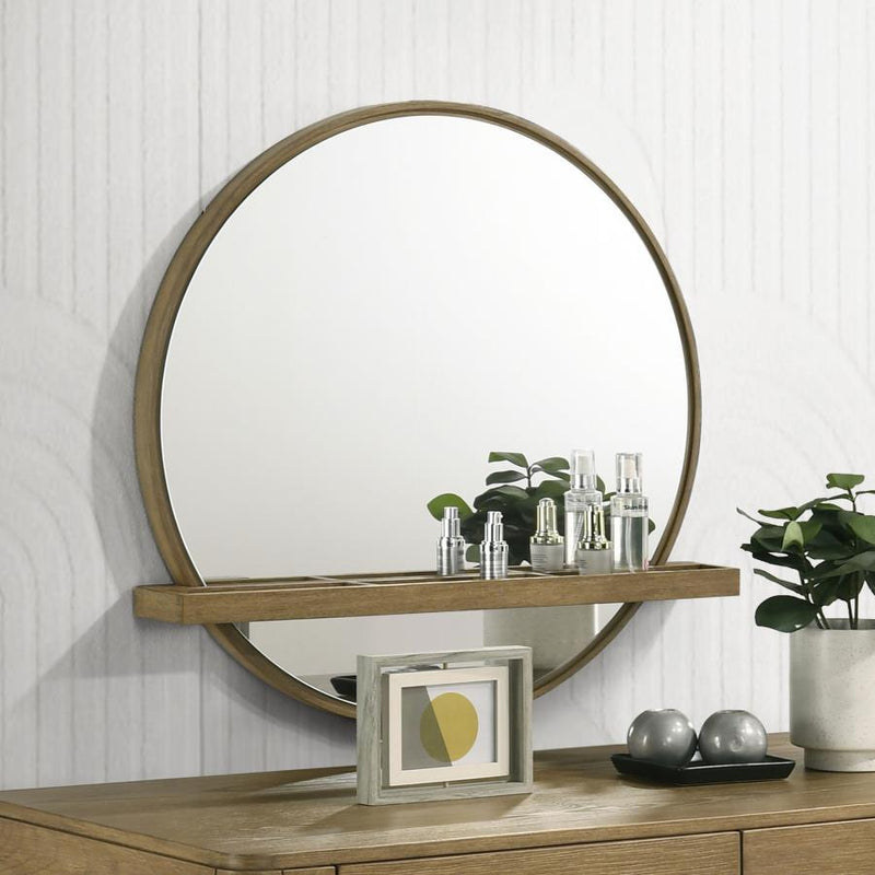 Arini - Round Vanity Wall Mirror With Shelf - JaxCo Furniture