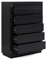 Londer - Black - Five Drawer Chest - JaxCo Furniture