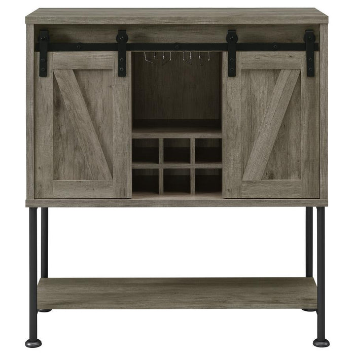 Claremont - Sliding Door Home Bar Wine Cabinet - Gray Driftwood - JaxCo Furniture