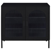 Jess - 2-Door Arched Fluted Glass Accent Cabinet - Black - JaxCo Furniture