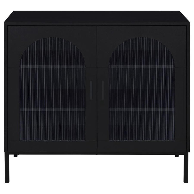 Jess - 2-Door Arched Fluted Glass Accent Cabinet - Black - JaxCo Furniture