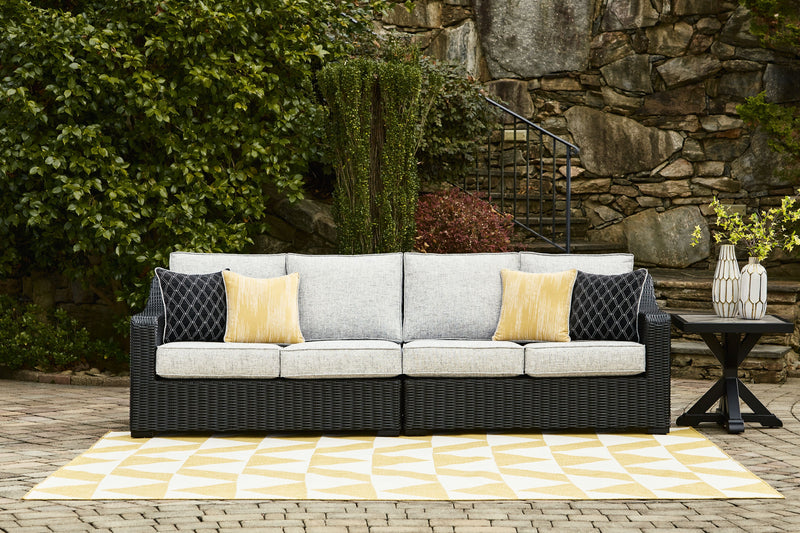Beachcroft - Black / Light Gray - 2-Piece Outdoor Loveseat with Cushion - JaxCo Furniture