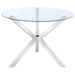 Vance - Round Glass Top Asterisk Dining Table - Chrome - JaxCo Furniture