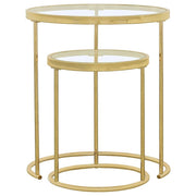 Maylin - 2 Piece Round Glass Top Nesting Table Set - Gold - JaxCo Furniture