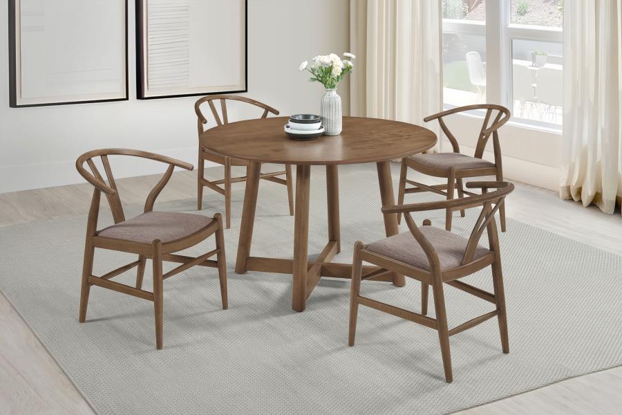 Dinah - 5 Piece Round Solid Wood Dining Set - Walnut - JaxCo Furniture