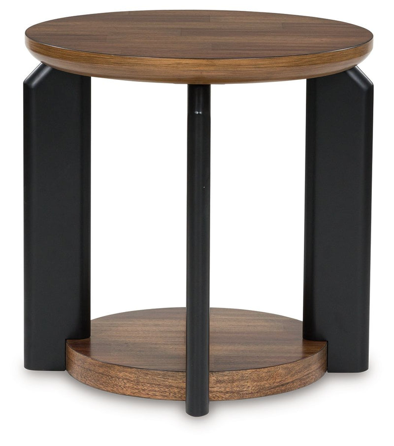 Kraeburn - Brown / Black - Round End Table - JaxCo Furniture