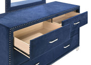 Melody - 6-Drawer Upholstered Dresser With Mirror - JaxCo Furniture
