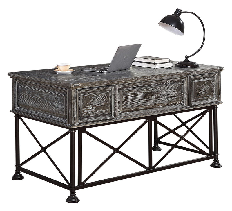 Gramercy Park - Writing Desk With Lateral File - Vintage Burnished Smoke - JaxCo Furniture