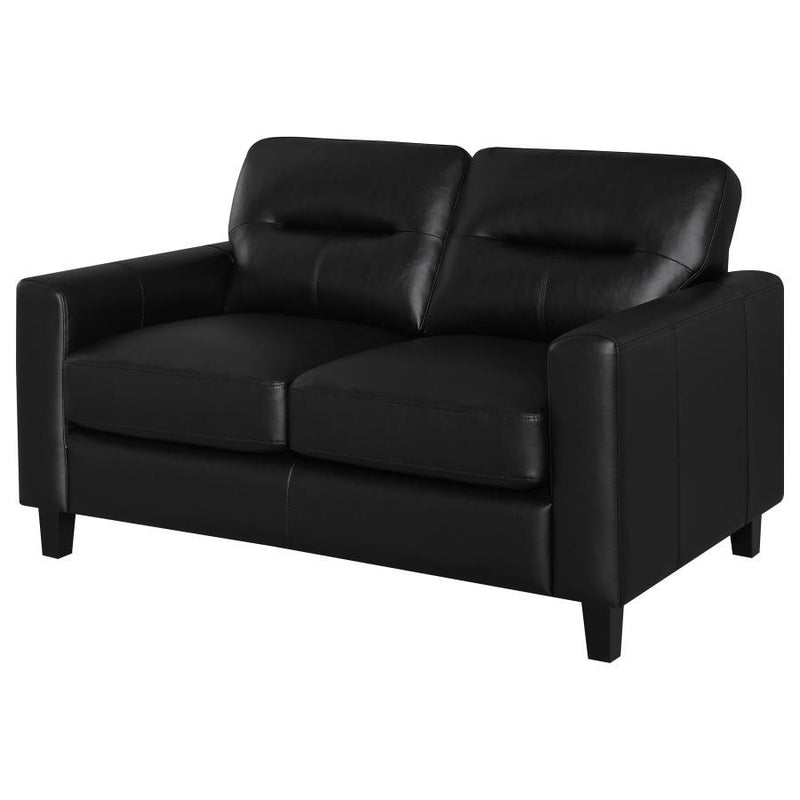 Scotland - Faux Leather Upholstered Track Arm Loveseat - JaxCo Furniture