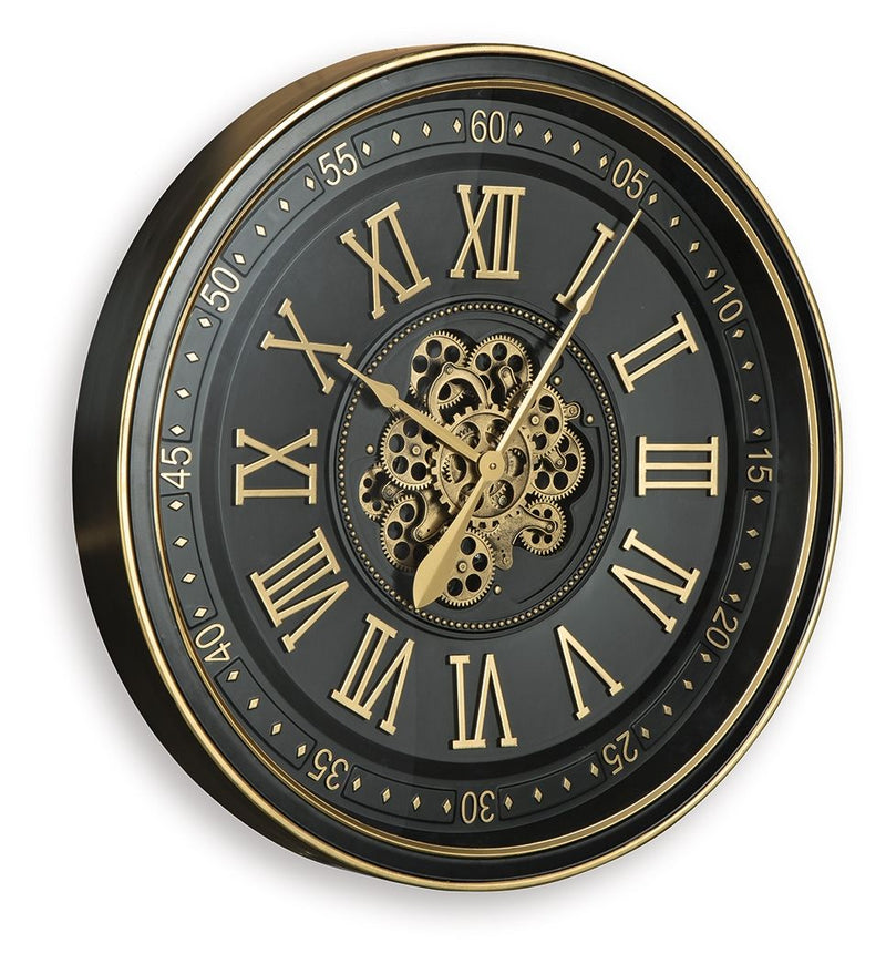 Dairton - Black / Gold Finish - Wall Clock - JaxCo Furniture