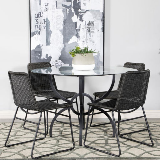 Aviano - 5 Piece Round Glass Top Dining Table Set - Gummetal - JaxCo Furniture