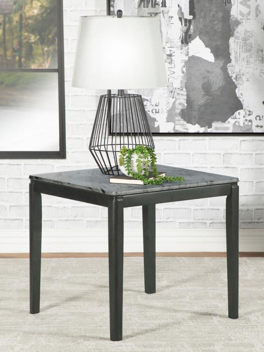 Mozzi - Square Faux Marble Side End Table - Gray And Black - JaxCo Furniture