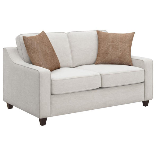 Christine - Upholstered Sloped Arm Loveseat - Beige - JaxCo Furniture