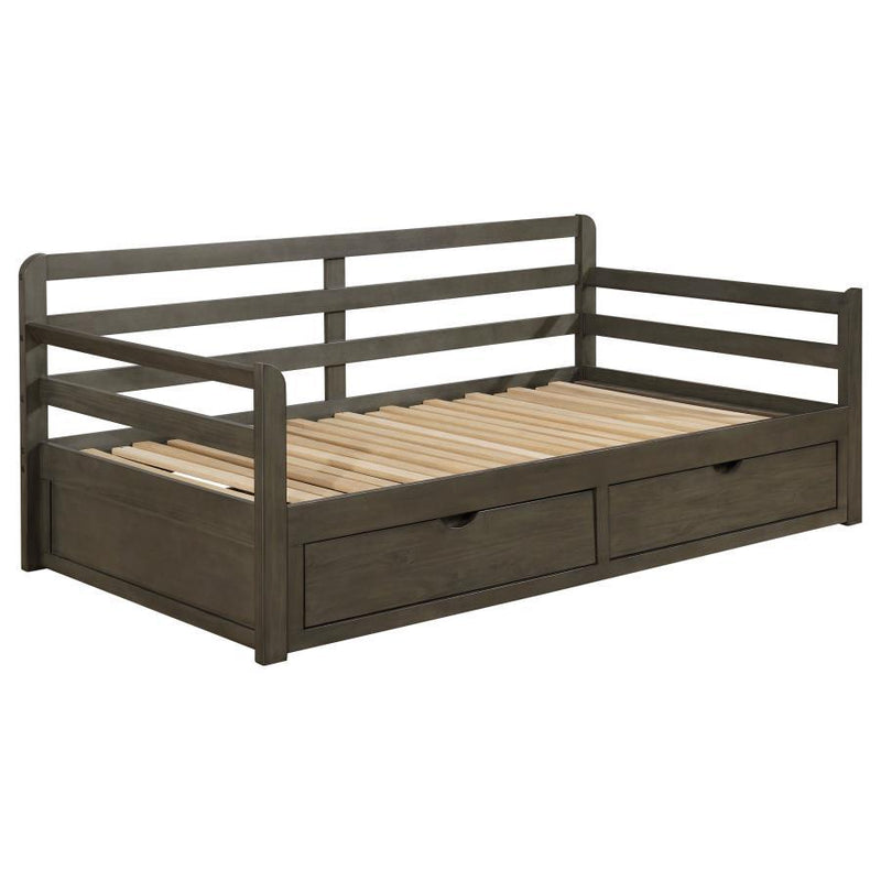 Sorrento - 2-Drawer Twin Long Daybed With Extension Trundle - Gray - JaxCo Furniture