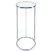 Kyle - Oval Glass Top C-Shaped Sofa Side Table - Chrome - JaxCo Furniture