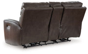 Crossplex - Smoke - Power Recline Loveseat / Console / Adjustable Headrest - JaxCo Furniture