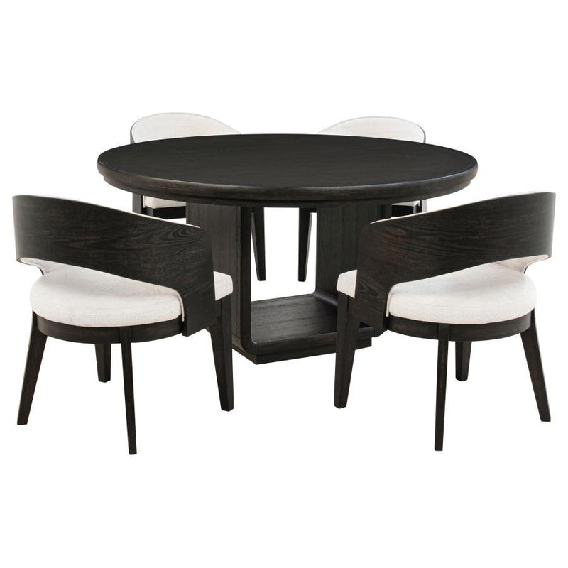 Leandro - 5 Piece Round Dining Table Set - Burnished Black - JaxCo Furniture