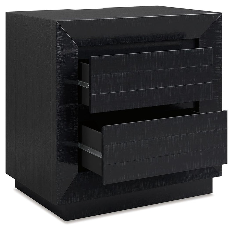 Londer - Black - Two Drawer Night Stand - JaxCo Furniture