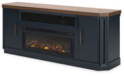 Landocken - Two-tone - 83" TV Stand With Electric Fireplace - JaxCo Furniture
