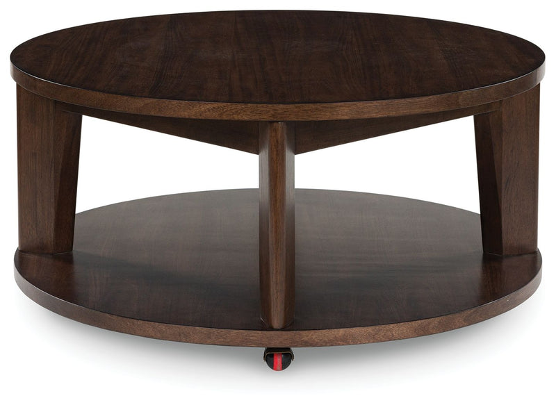 Korestone 2 - Dark Brown - Round Cocktail Table - JaxCo Furniture