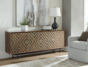 Dreggan - Brown / Gold Finish - Accent Cabinet - JaxCo Furniture