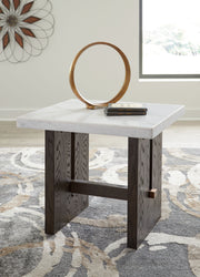 Burkhaus - White / Dark Brown - Rectangular End Table - JaxCo Furniture