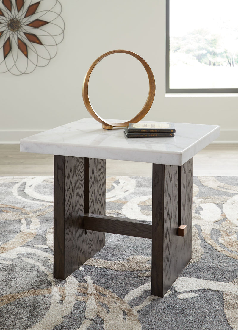 Burkhaus - White / Dark Brown - Rectangular End Table - JaxCo Furniture