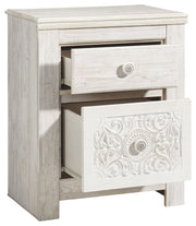 Paxberry - Whitewash - Two Drawer Night Stand - JaxCo Furniture