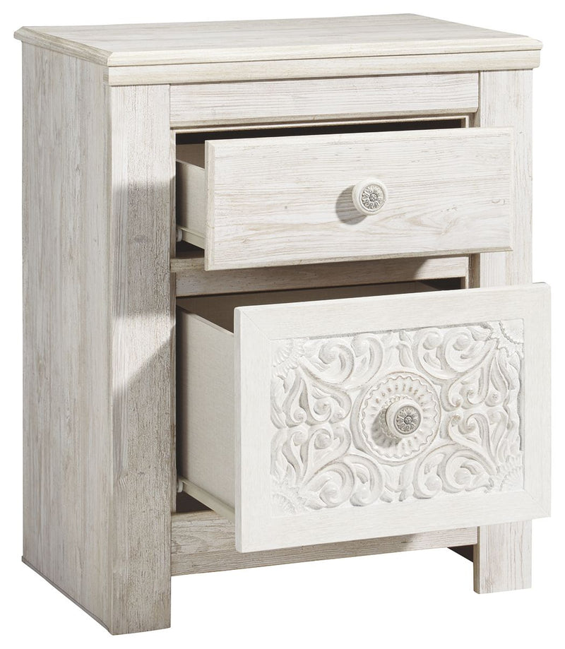 Paxberry - Whitewash - Two Drawer Night Stand - JaxCo Furniture
