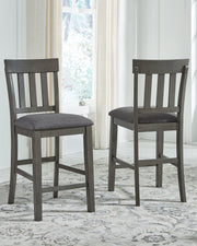 Hallanden - Black / Gray - Upholstered Barstool (Set of 2) - JaxCo Furniture